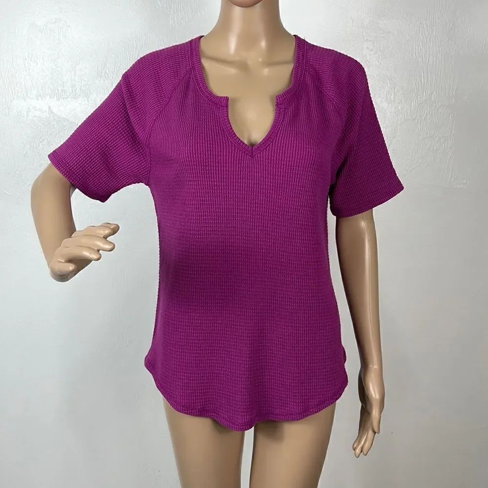 Knox Rose Purple Notch Neck Thermal Top Size M